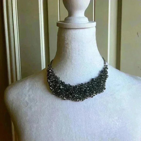 J Crew Bezel-Gem Crystal Cluster Bib Necklace